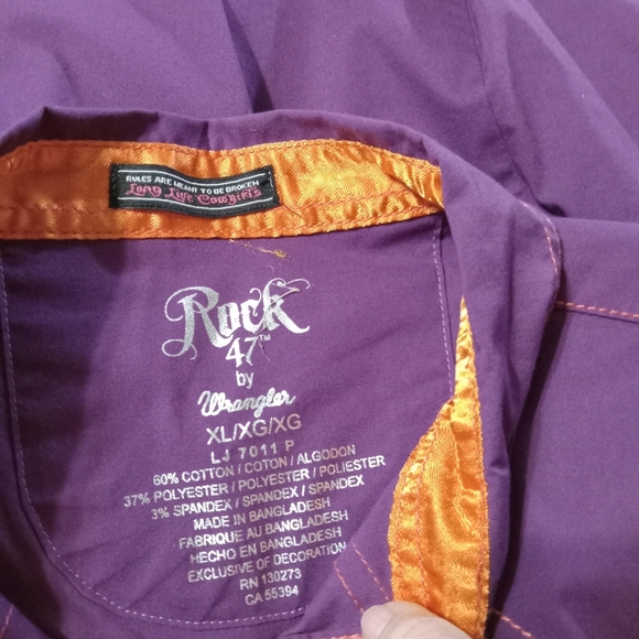 Rock 47 Wrangler Shirt Western Purple Wm XL Studs Embroidery Snap Closure - Picture 5 of 12